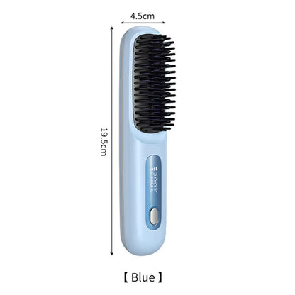 Electric LCD Usb Ceramic Heating Straight Hair Comb Wireless Portable Negative Ion Styling Tool Rechargeable Straightening Brush