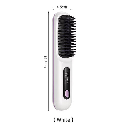 Electric LCD Usb Ceramic Heating Straight Hair Comb Wireless Portable Negative Ion Styling Tool Rechargeable Straightening Brush