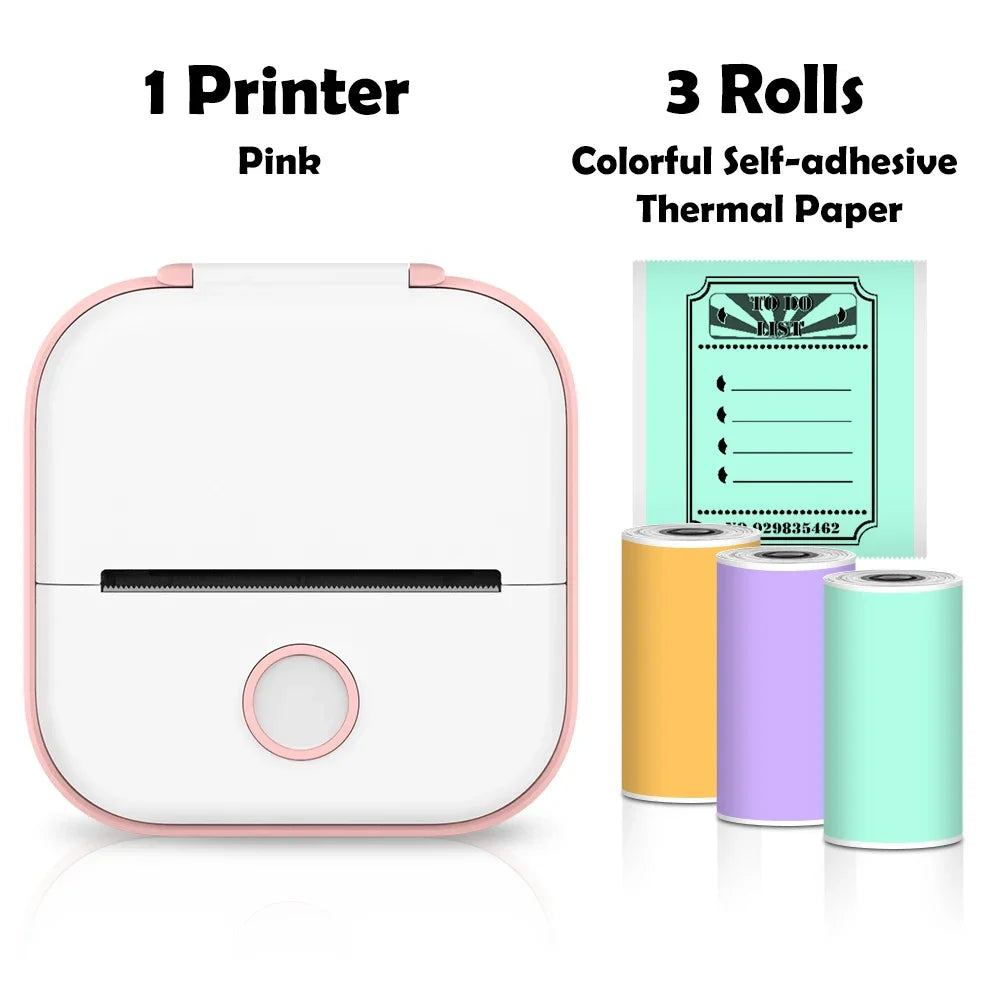 T02 Label Maker Sticker Printer Machine Inkless Portable Study Printer for Receipts Pictures Journals Mini Printer